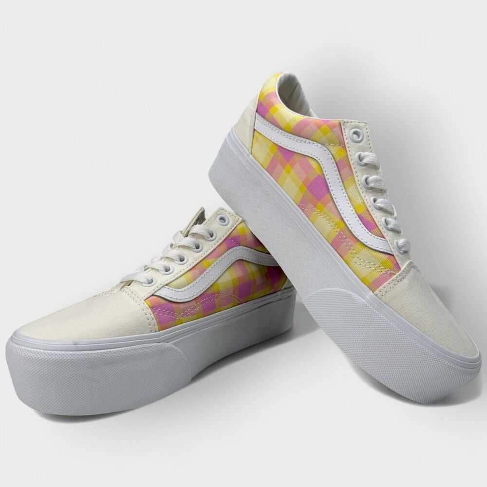 Vans Old Skool Stackform Pastel Plaid Platform Shoes Womens 7.5 - Picture 6 of 12